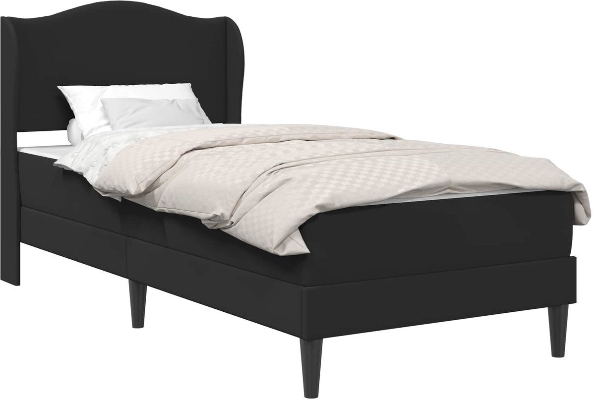 vidaXL - Bedframe - met - hoofdeinde - Zwart - 90 - x - 190 - cm - Kunstleer