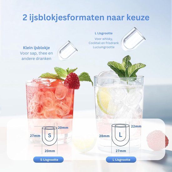 TopChoice® Ijsblokjesmachine - Ijsblokjesmaker - Zelfreiningsfunctie - 12Kg - Zwart — afbeelding 3