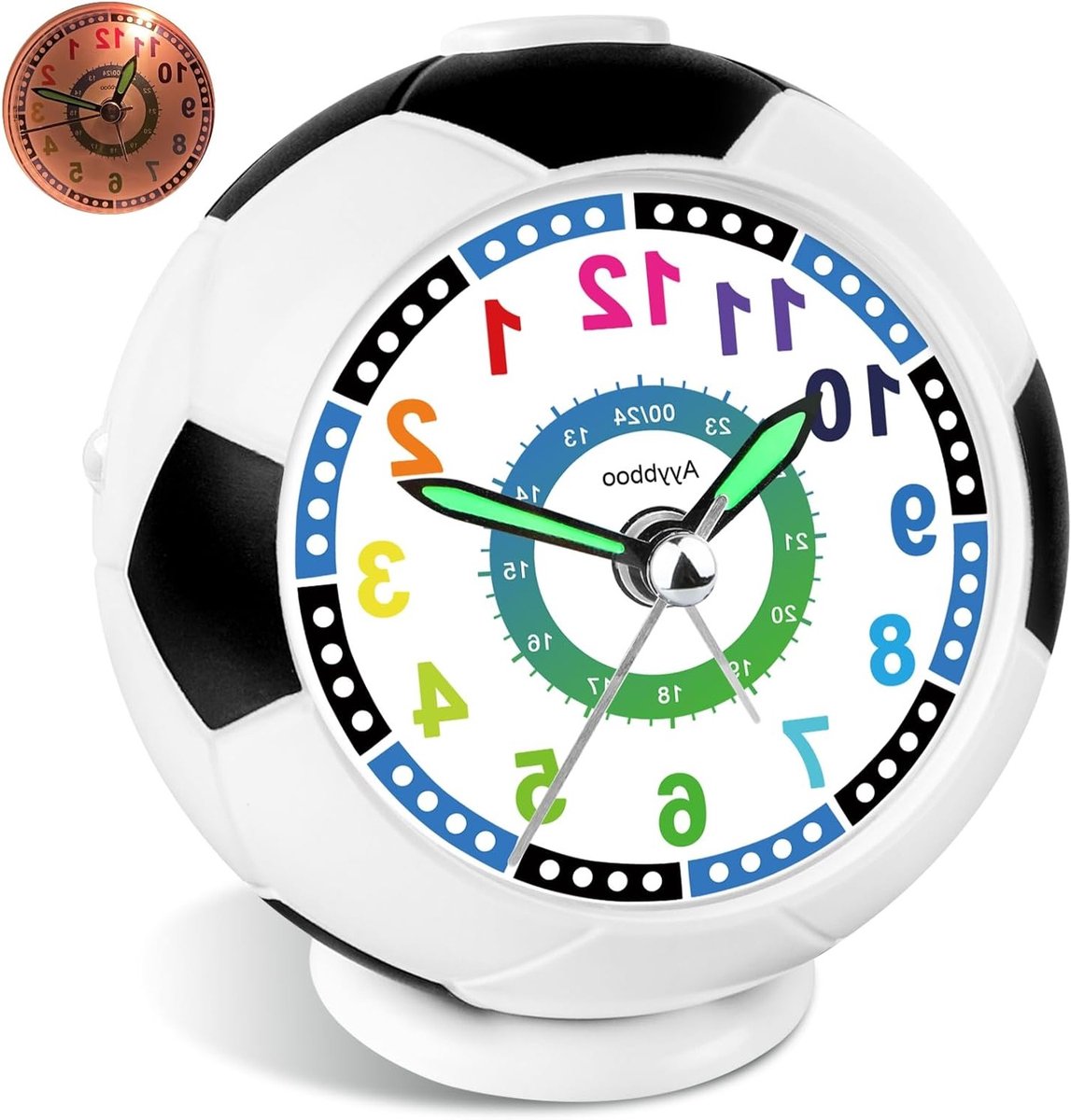 Analoge Voetbal Alarmklok voor Kinderen met Nachtlampje en Stille Tikkende Wijzers, Perfecte Verjaardag en Kerstcadeau voor Jongens en Meisjes