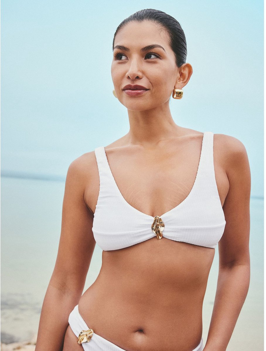 Next - Dames - Crop bikinitop met hardware - Wit