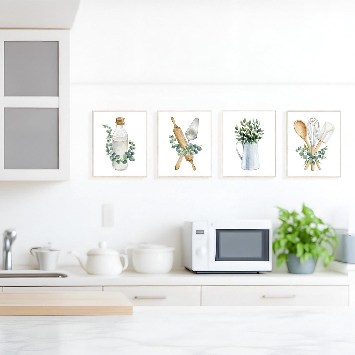 Set van 4 Botanische Posters voor Keuken en Eetkamer - Minimalistische Wanddecoratie, 20x25cm, Boho Stijl, Kunstdrukken voor Modern Interieur — cadeau in Wonen & Interieur - foto 6
