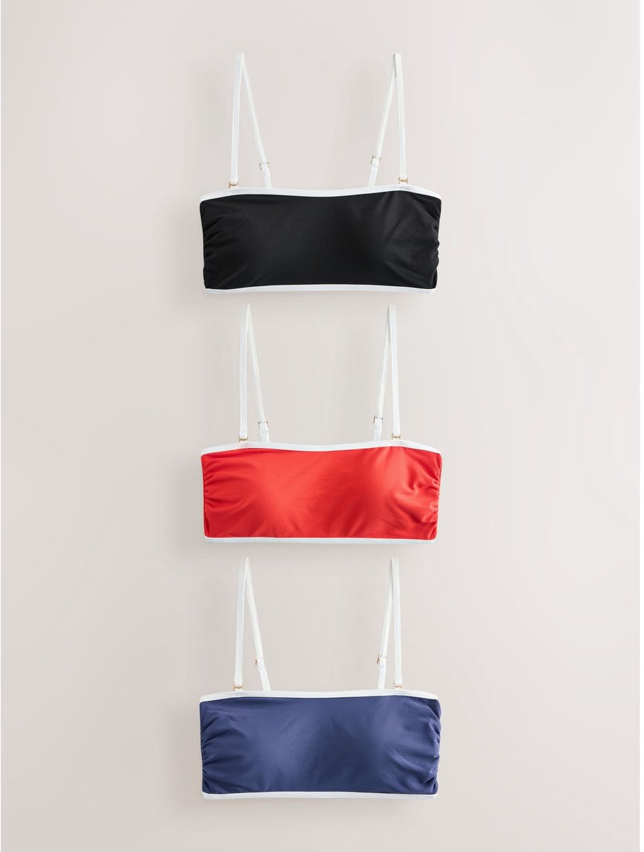 Next - Dames - Set van 3 bandeau-bikinitops - Rood