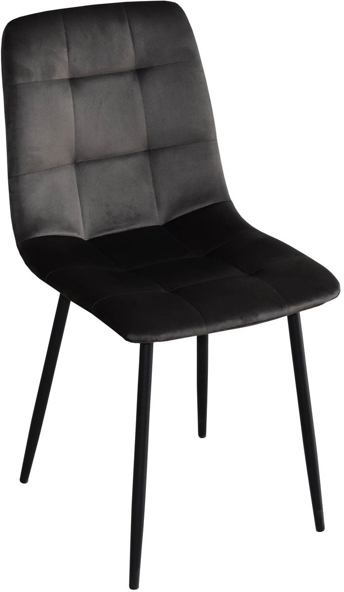 Eetkamerstoel S270 grijs velvet – zwart metaal