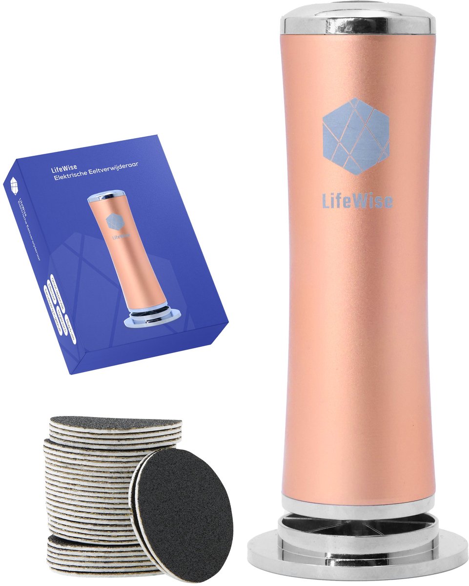 LifeWise Elektrische Eeltverwijderaar - 60 Vervangbare Schuurpads - Hygiënisch - Netstroom Adapter - Voetvijl - Brons