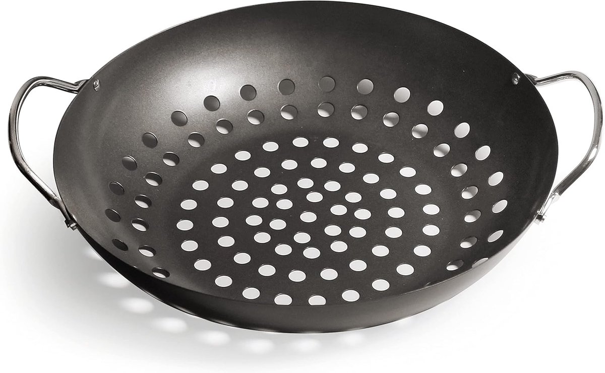 STAR&STER BBQ Groentepan – Grill Pan voor BBQ – Anti-aanbak – Voor Groenten, Vis & Vlees – Zwart – BBQ Accessoire