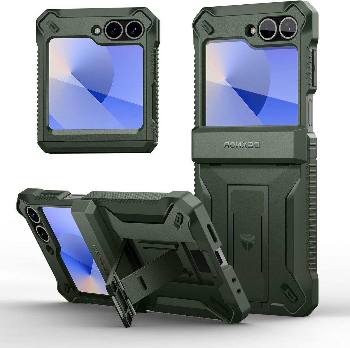 Samsung Galaxy Z Flip 6 Hoes met Stand, Hinge Bescherming en Schermbeschermer - Schokbestendig en Duurzaam Groen