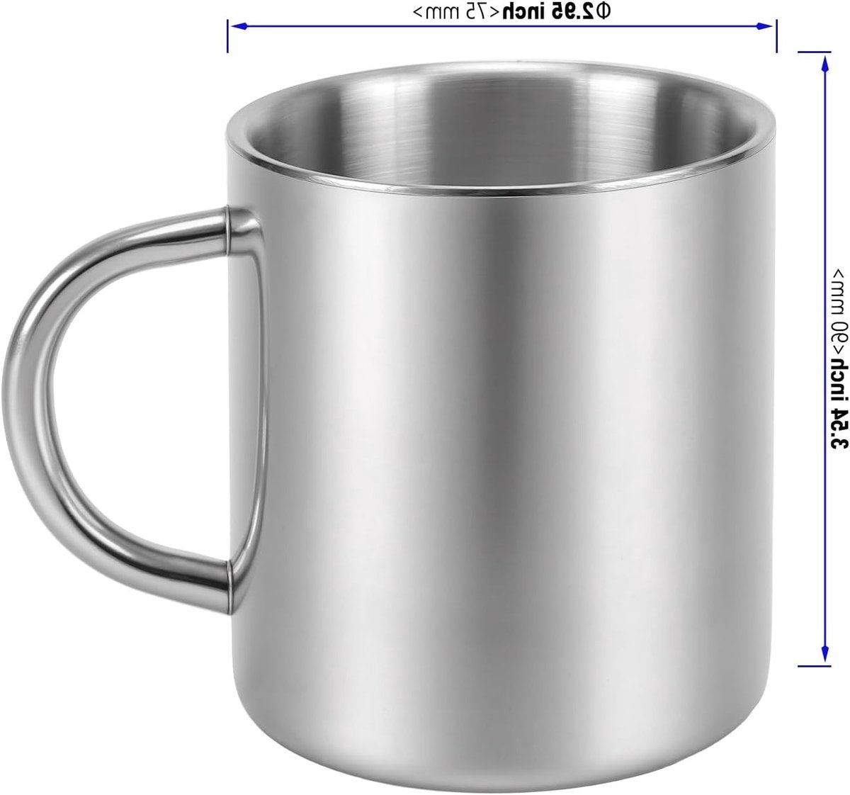 Duurzame 300ml RVS Dubbelwandige Mokken, Ideaal voor Koffie, Thee en Campinggebruik met Handvat — cadeau in Cadeau-ideeën - foto 3
