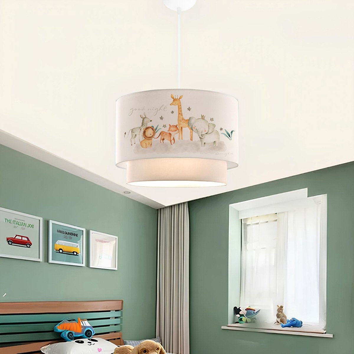 Asir - Kroonluchter - Veelkleurig - STOFFEN CAP - 31 x 31 x 27 cm
