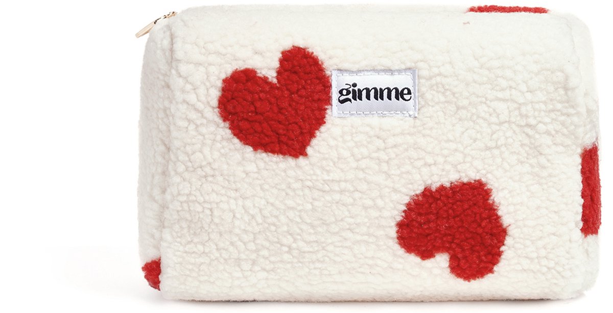 Charmante Cosmetica Organizer met Hartjesdessin - Compact Make-up Tasje - Handige Toilettas voor Dagelijks Gebruik en Vakantie - Beige