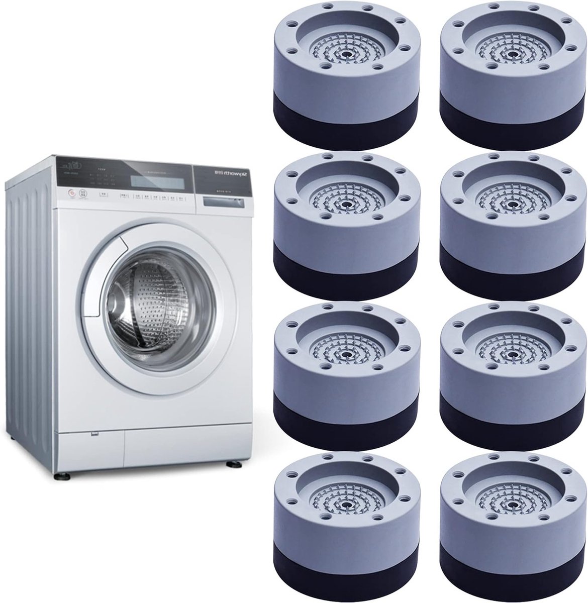 8 stuks anti-vibratie voeten voor wasmachines, trillingsdempers, slipvaste voeten voor minder geluid en stabiliteit