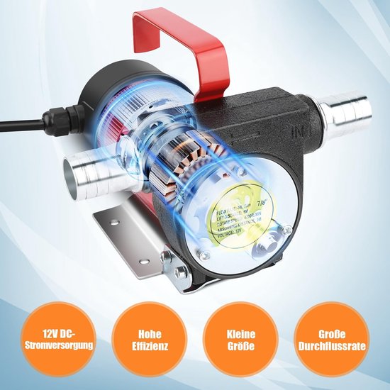 Allecto - 12V Oil Pump - Elektrische Oliepomp - 160W Vermogen - Rood en Zwart - DC Suction Pump - 40L/min Doorstroomcapaciteit - Geschikt voor Auto... — afbeelding 4