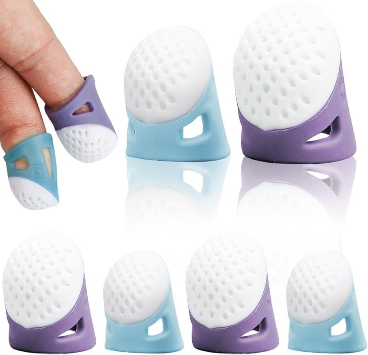 8 Stuks Duimbeschermers voor Handnaaien - Siliconen Thimbles voor Quilten en Borduren, Ideaal voor DIY Projecten