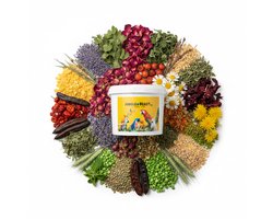 Foerageer mix - kleine papegaaien - veel natuurlijke ingrediënten - made in belgium - papegaaienvoer - parkieten - agapornissen - dwergpapegaaien