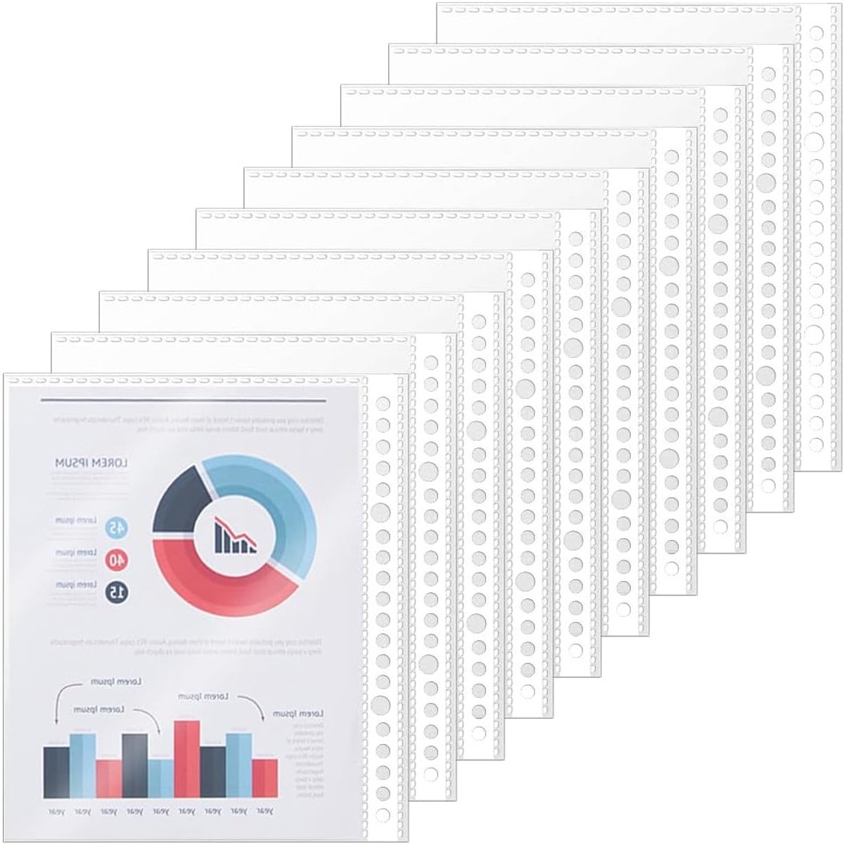 Elba A5 Folio Covers - Transparante Multi-Perforatie, 200 Stuks, Ideaal voor Documenten en Archivering