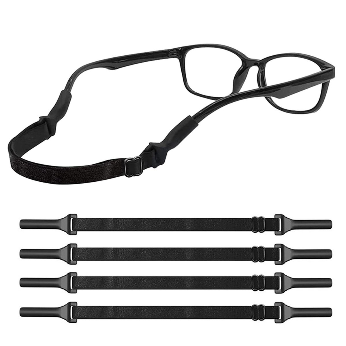 SPHProducts - verstelbare brillenriem - antislip sportbrillenhouder - elastische siliconen zonnebrilband - zwart - brillenhouder voor mannen vrouwen t