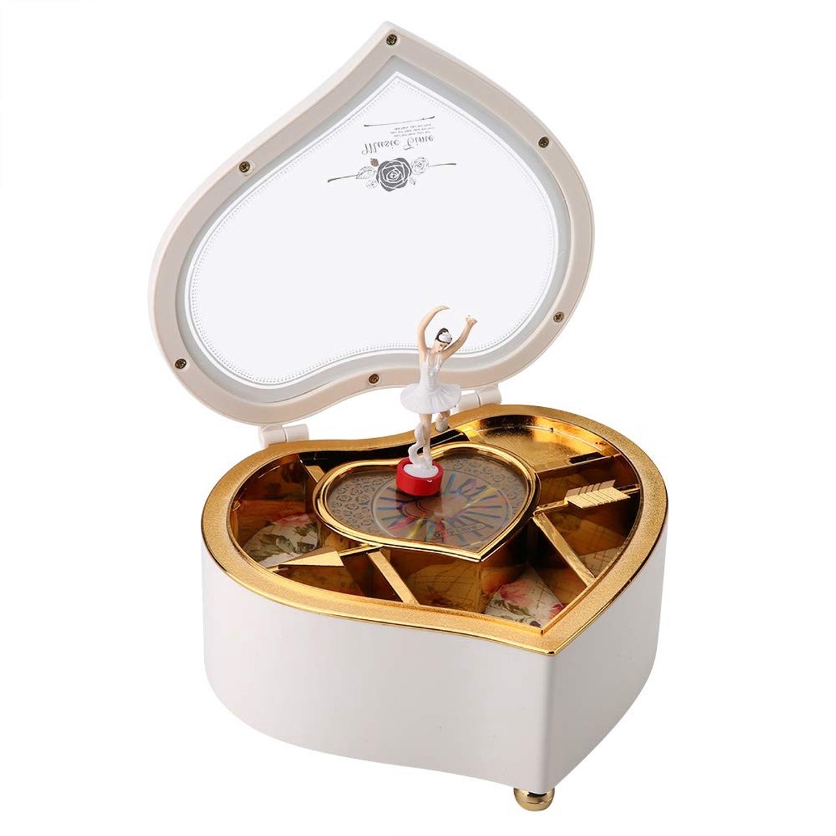 aladdien - Muziekdoos - Hartvormige muziekdoos - Prachtig cadeau voor dames - Goud - Ballet draaiende muziekdoos - Perfect voor verjaardagen