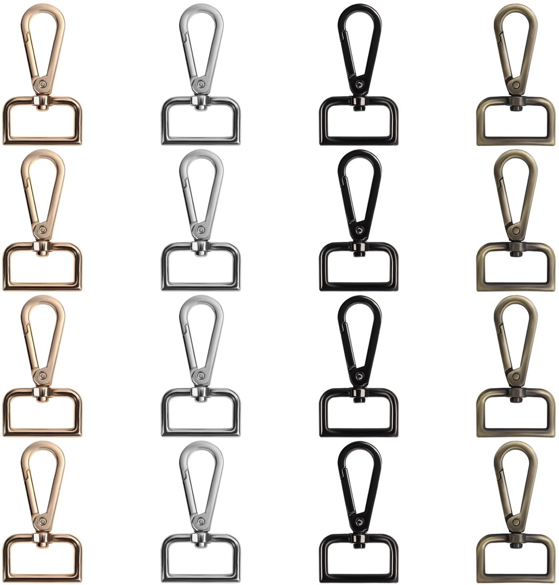 Allecto - Geassorteerde Metalen Sleutelhanger Haken - D-Ring Klemmen - 16 Pak - Swivel Karabijnhaak - DIY Sieraden en Hobby - Diverse Kleuren