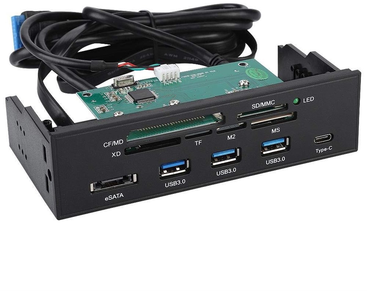 PUSOKEI USB 3.0 Hub met Kaartlezer - 5.25" Front Paneel voor M2, MSO, CF Kaarten