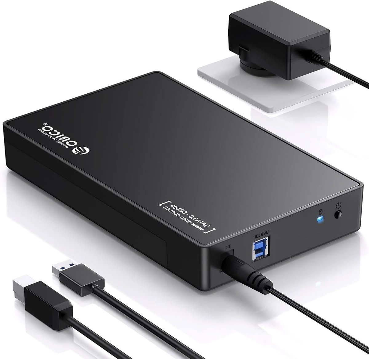 Externe behuizing voor 3.5/2.5" SATA harde schijven en SSD's tot 16TB met UASP-acceleratie en 12V/2A voeding