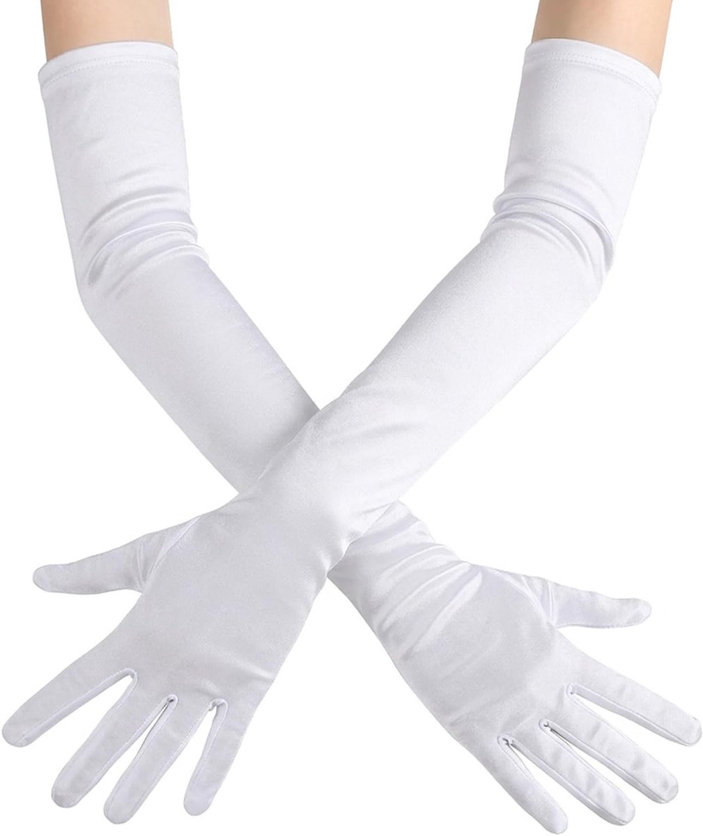 Elegante lange witte dameshandschoenen voor avondevenementen, bruiloften en feesten, 51,5 cm