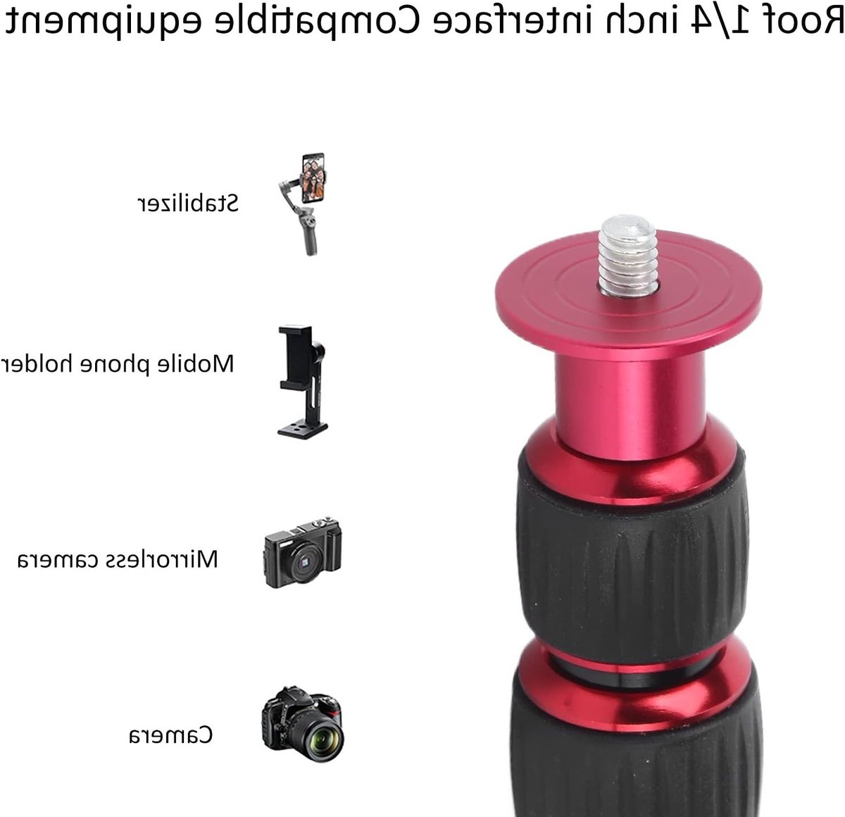 Verstelbare Camera Monopod Extensie met 5 Buizen, Lichtgewicht Aluminium, 1/4 Inch Schroefdraad, Tot 5kg Draagvermogen, Ideaal voor Statief en Monopod Gebruik