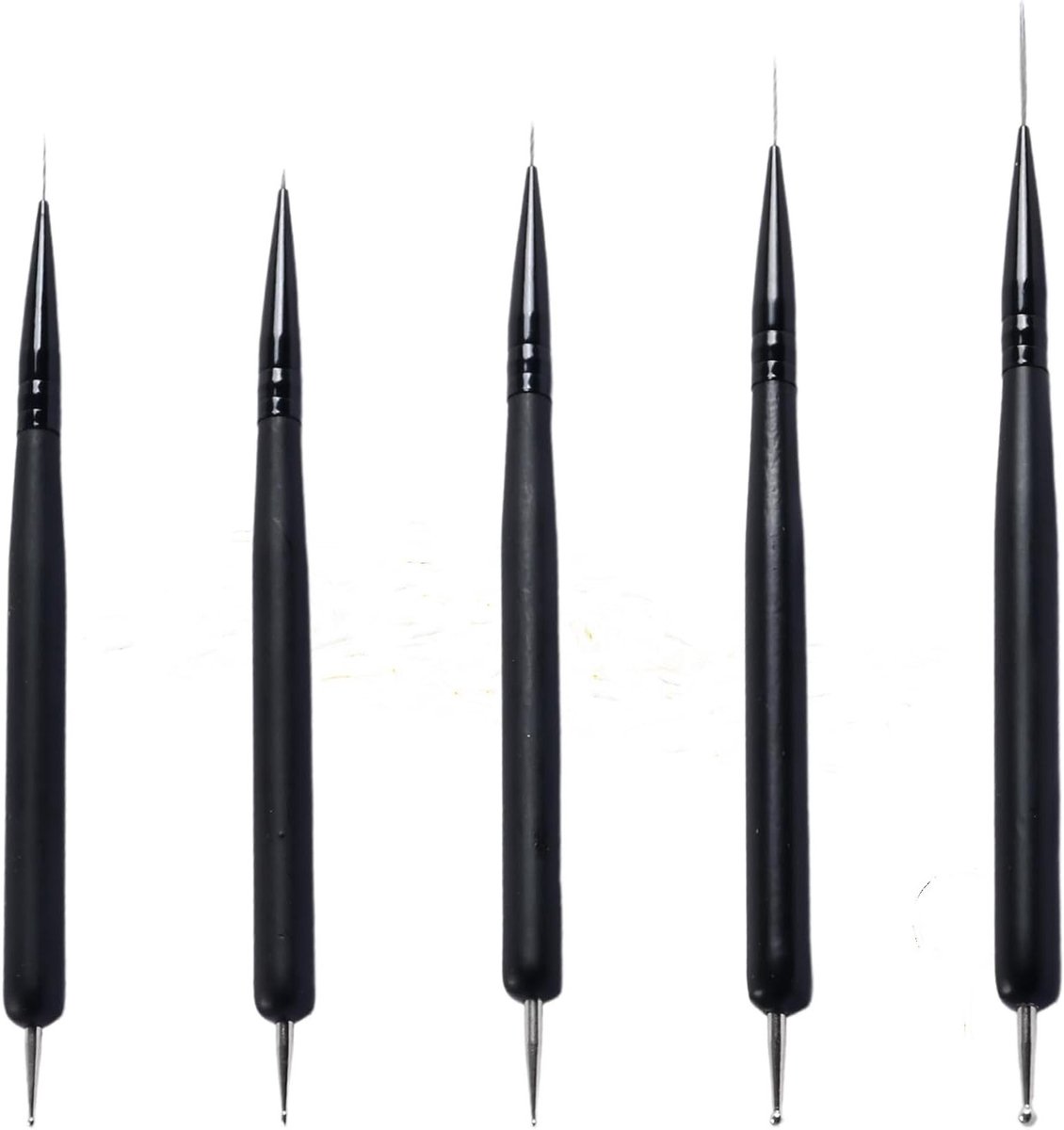 5-delige kwastenset voor nail art, dubbelzijdig nagelgereedschap voor gelnagels, stippen en liner, perfect voor nageldesign en manicure accessoires