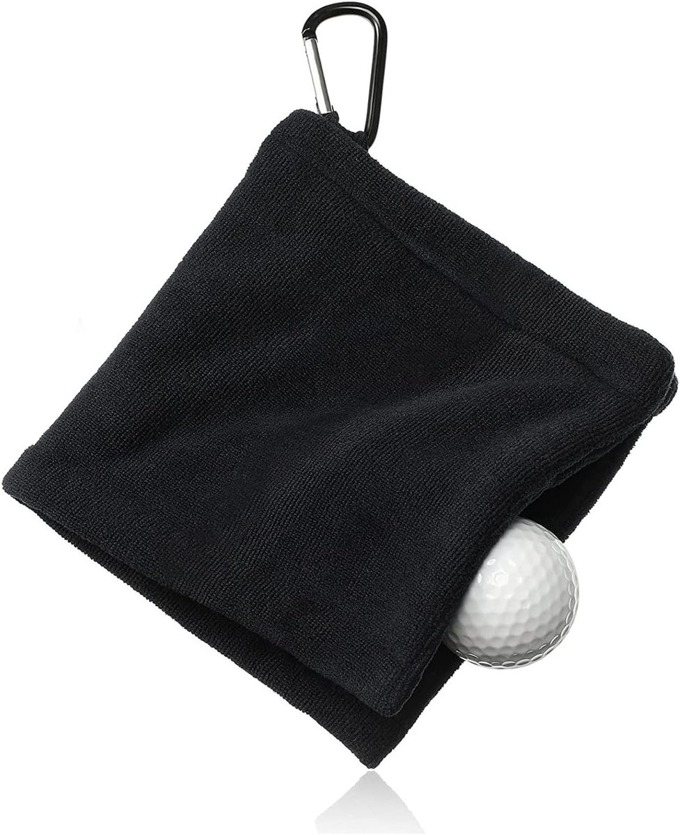 Multifunctionele Microvezel Handdoek voor Golf, Yoga, Kamperen en Gym - 10 x 10 cm (Zwart)