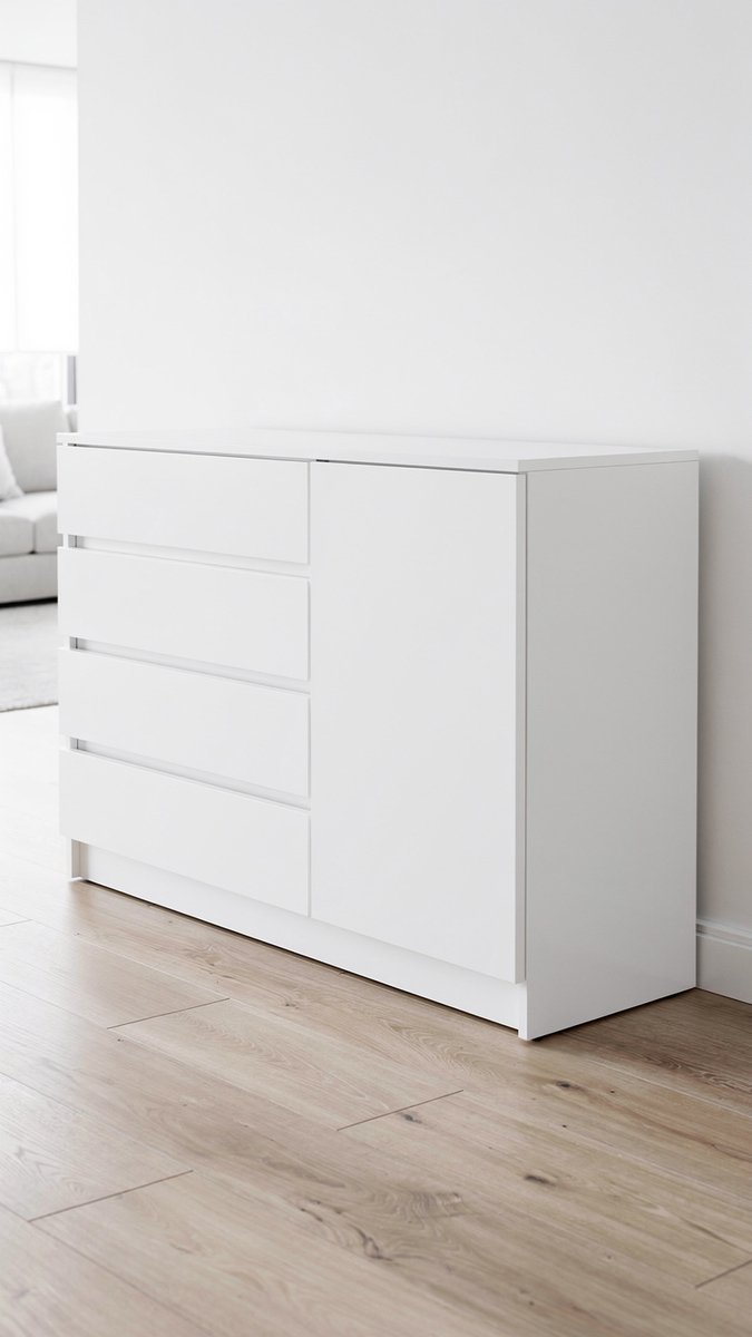 Ladekast - Wit - 80x35x97 cm - Arqam