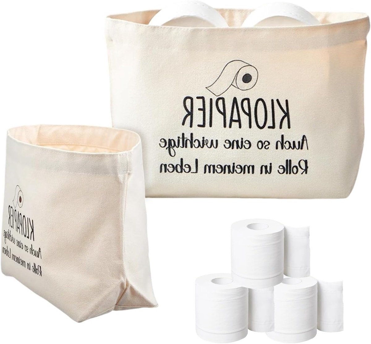 Grappige Toiletpapierhouder van Canvas voor Opberging en Decoratie in de Badkamer - Beige Vervangrolhouder voor Toiletpapier en Badkameraccessoires
