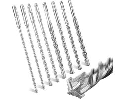 Set van 8 SDS Plus Betonschroefboren, Diameter 6-16 mm en Lengte 210 mm, Duurzaam en Precisie, Ideaal voor Beton, Impactboren en Bouwprojecten