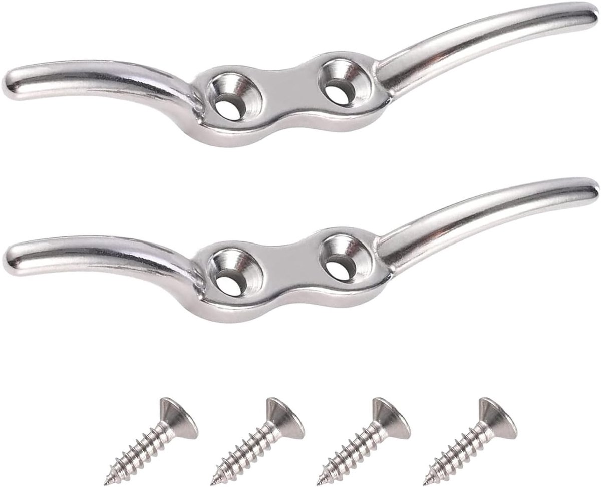 RVS Touwcleats voor Vlaggenmasten - Set van 2, Geschikt voor Boottouwen en Halyards, Duurzaam en Weerbestendig