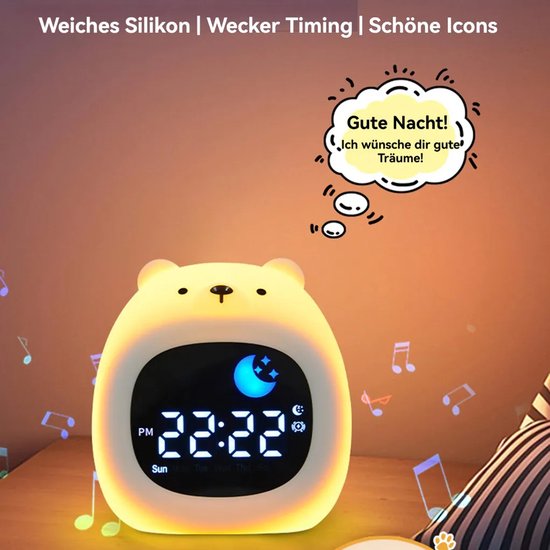 Schattig siliconen beertje als nachtlampje, LED-kleurverandering, USB-oplaadbaar, timer, 8 dimbare kleuren, slaaphulpmiddel, nachtlampje voor de slaapkamer. — afbeelding 5