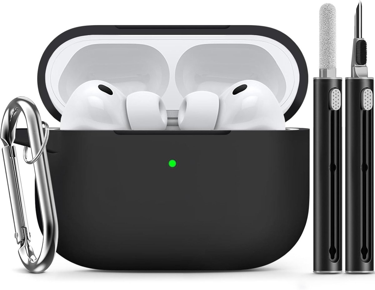 Silicone Beschermhoes voor AirPods Pro 3 met Schoonmaakset, Unisex Design - Zwart, Duurzaam en Stijlvol