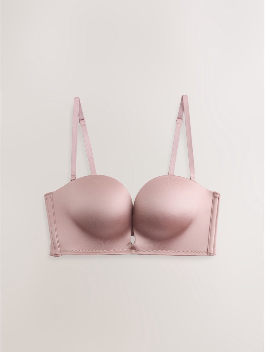 Next Dames - Hoogglanzende, strapless en multifunctionele bandeaubeha van microvezel - Naturel Praline Nude