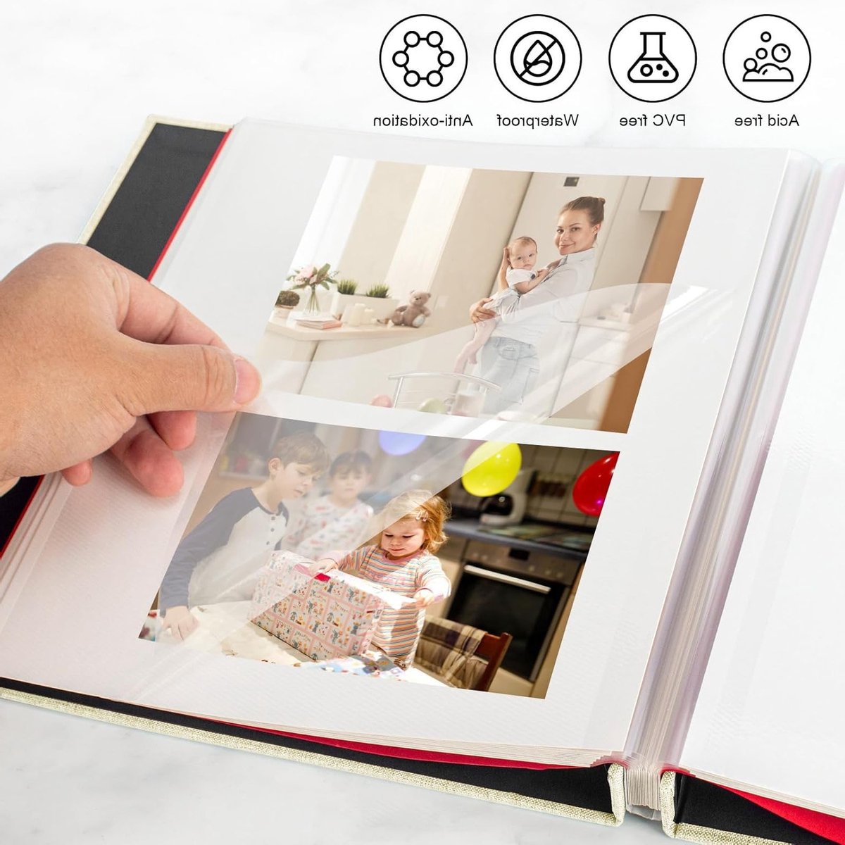 Zelfklevend Fotoalbum Scrapbook met Linnen Hardcover, 20 Bladen voor Herinneringen, DIY Album voor Baby, Bruiloft en Familie, Beige (28x27cm)