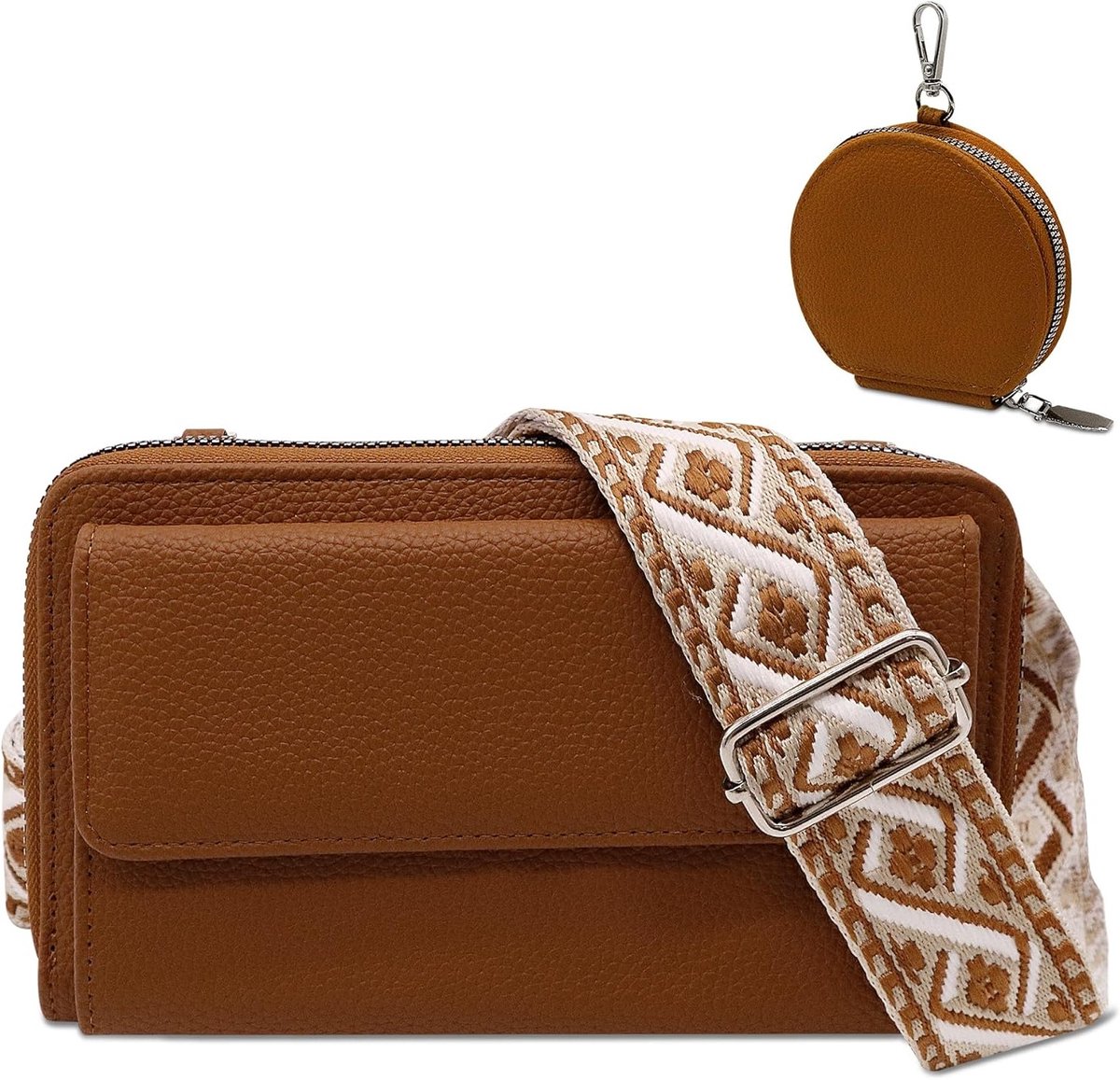 Dames Schoudertas, Kleine Crossbody Tas van PU Leer met Verstelbare Afneembare Schouderband voor Werk, Winkelen en Reizen