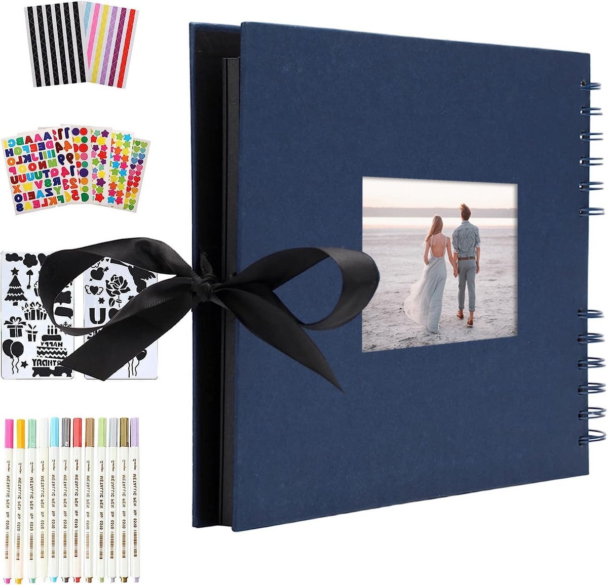 Vintage Fotoalbum voor DIY Scrapbook, 80 Zwarte Pagina's, Perfect als Verjaardagscadeau voor Vrouwen, Creatief en Persoonlijk Geschenk