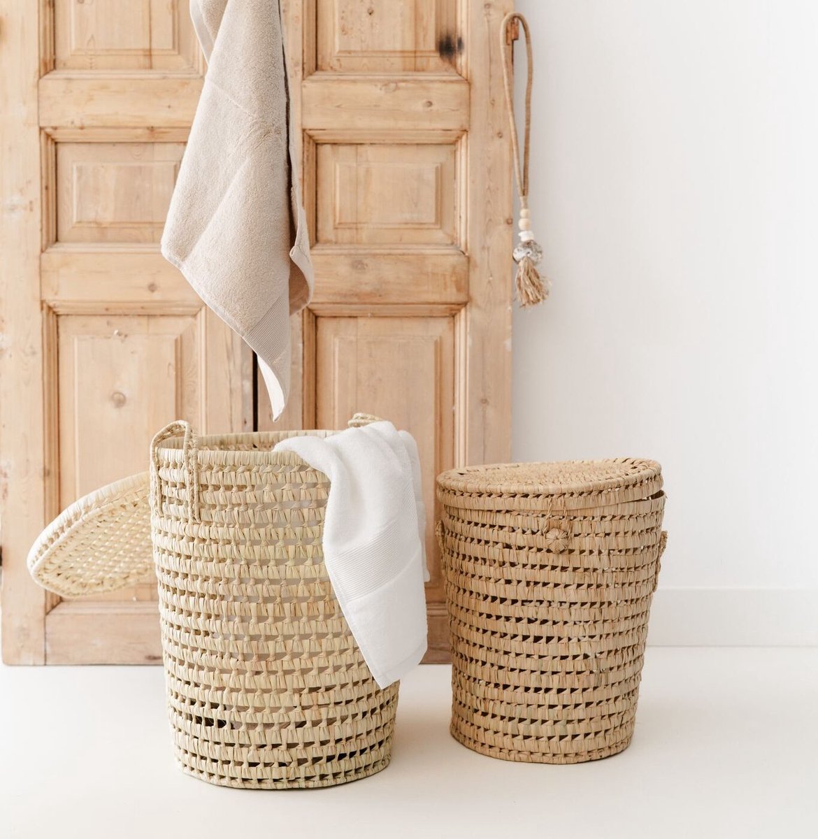 NOA MAY Mand Lotus - naturel - palmblad - boho - Ø 34 x h 38 cm