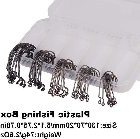 Carbon Stalen Worm Senko Aas Jig 50/100 Stuks Vissen Haak met Plastic Doos voor Effectieve Visserij van Merkloos — afbeelding 2