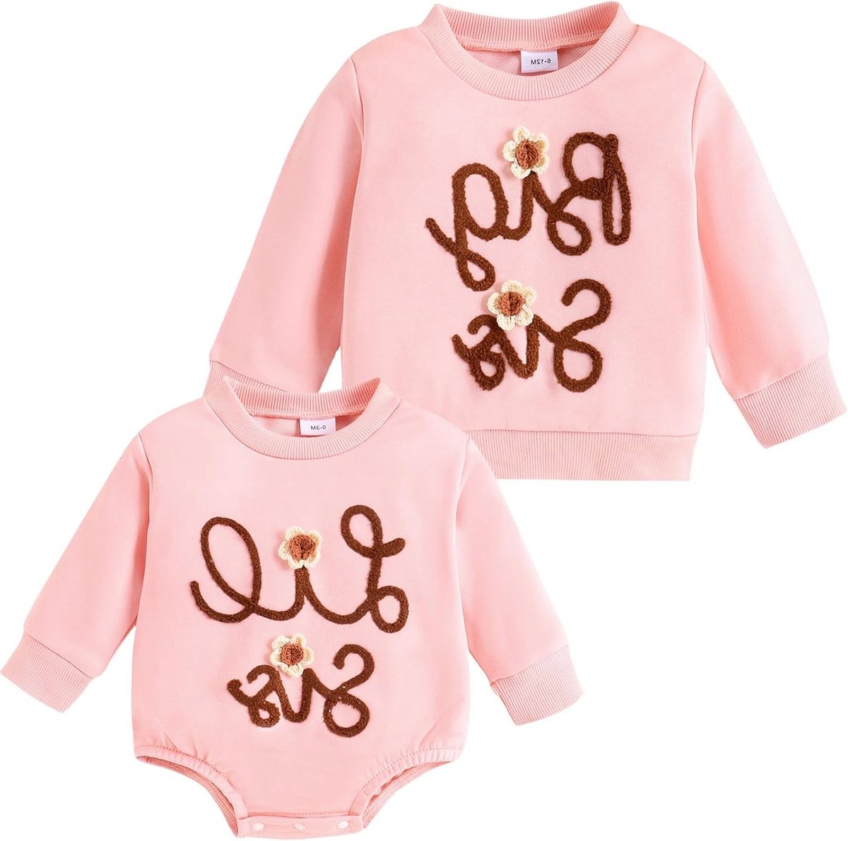 Bijpassende Outfits voor Grote en Kleine Zussen - Sweater voor Grote Zus en Lange Mouwen Romper voor Kleine Zus, Perfect voor Gezinsfoto's en Speciale Gelegenheden