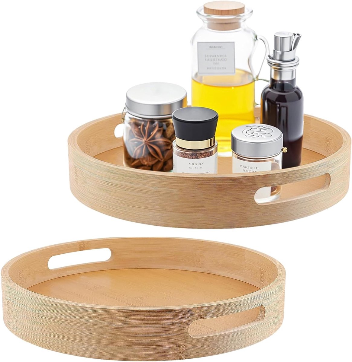 Set van 2 Houten Draaiplateaus 30 cm voor Keuken Organizer