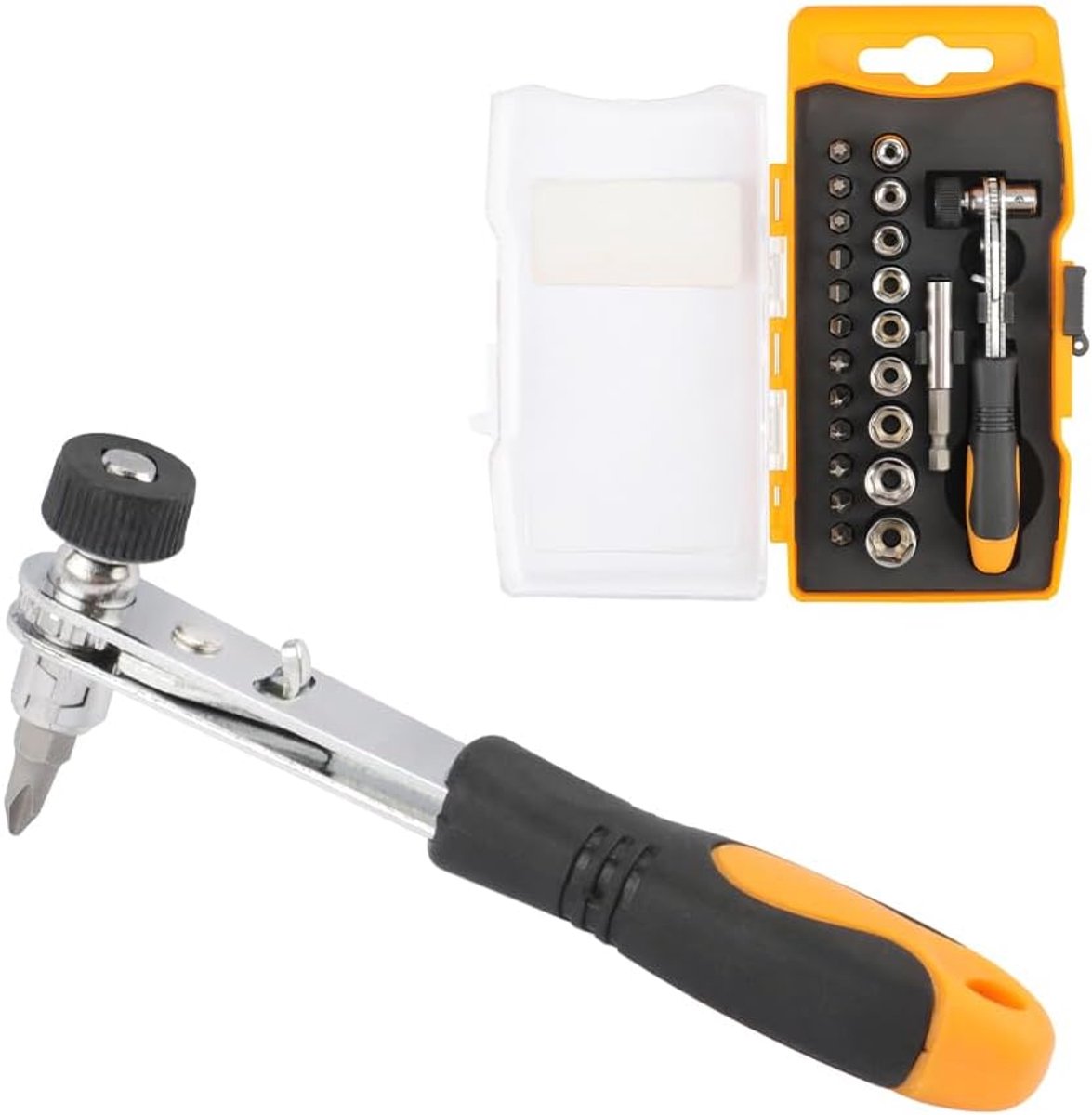 Ratelset Bitset - Mini Ratel - Nauwkeurig Klussen - CR-V Materiaal - 23 Delig - Geel