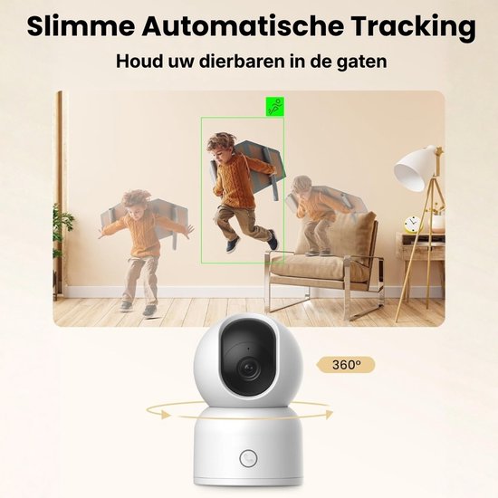Indoor WiFi Beveiligingscamera, 2,4/5GHz WiFi-camera met AI-mens-/dierherkenning, bellen met één klik en OK-gebaar, 360° draaien en volgen, tweewegsaudio — afbeelding 3
