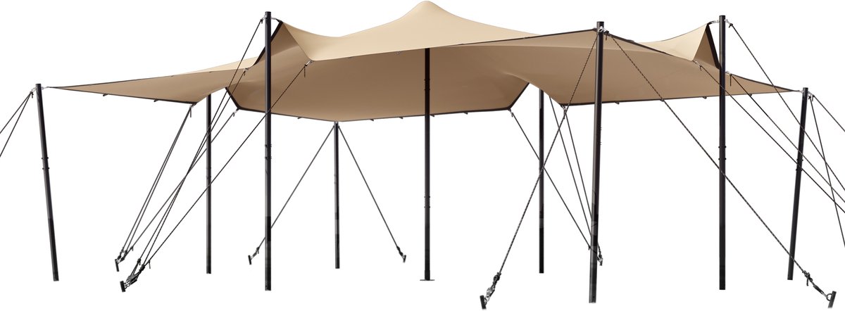 TOOLPORT Stretchtent 4,5x6 m waterdicht polyester doek met stalen palenset voor flexibele outdoor evenementen