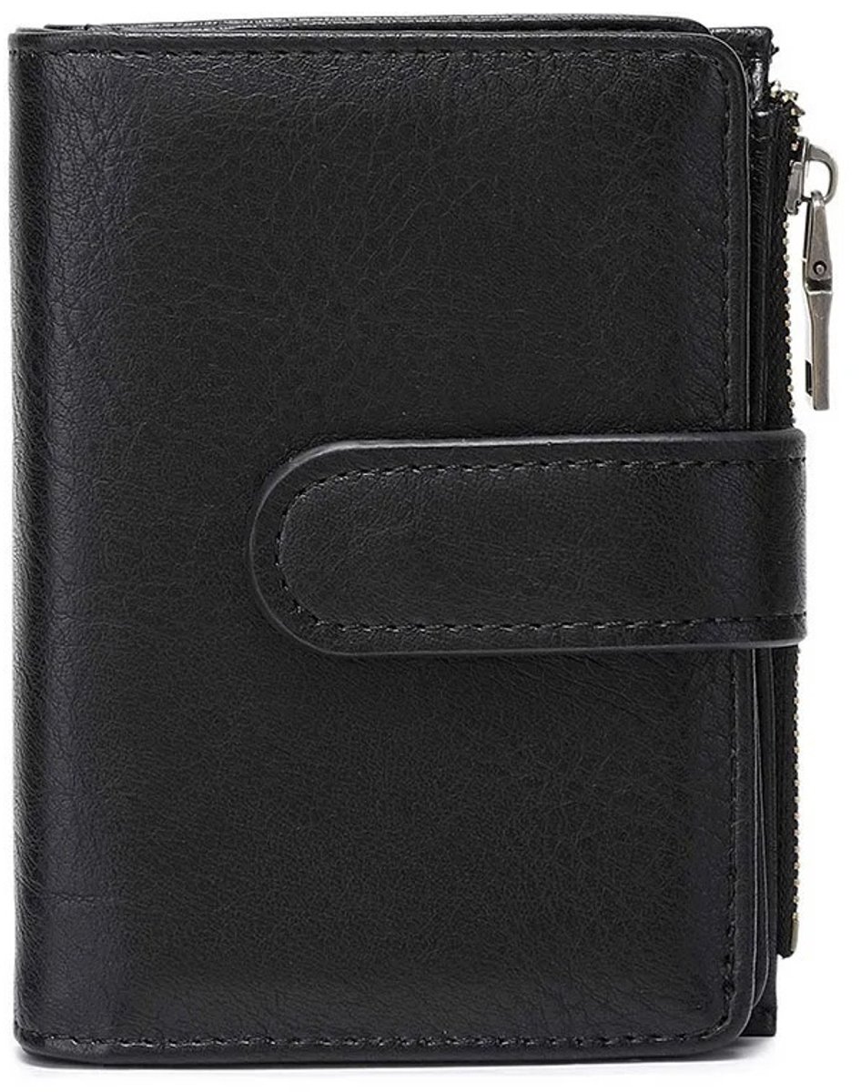 WiseGoods Luxe RFID Heren En Damesportemonnee - Kaartsleuven & Drievoudige Kaarthouder - Compacte Portemonnee - Portemonnees Zwart