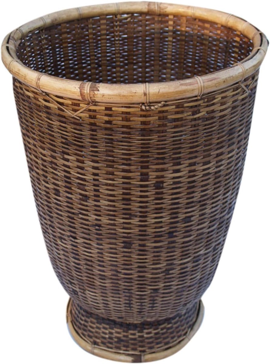Rotan Afvalbak - Aziatische Mand - Afval Scheiden - Fair Trade - Set van 3 - Bruin