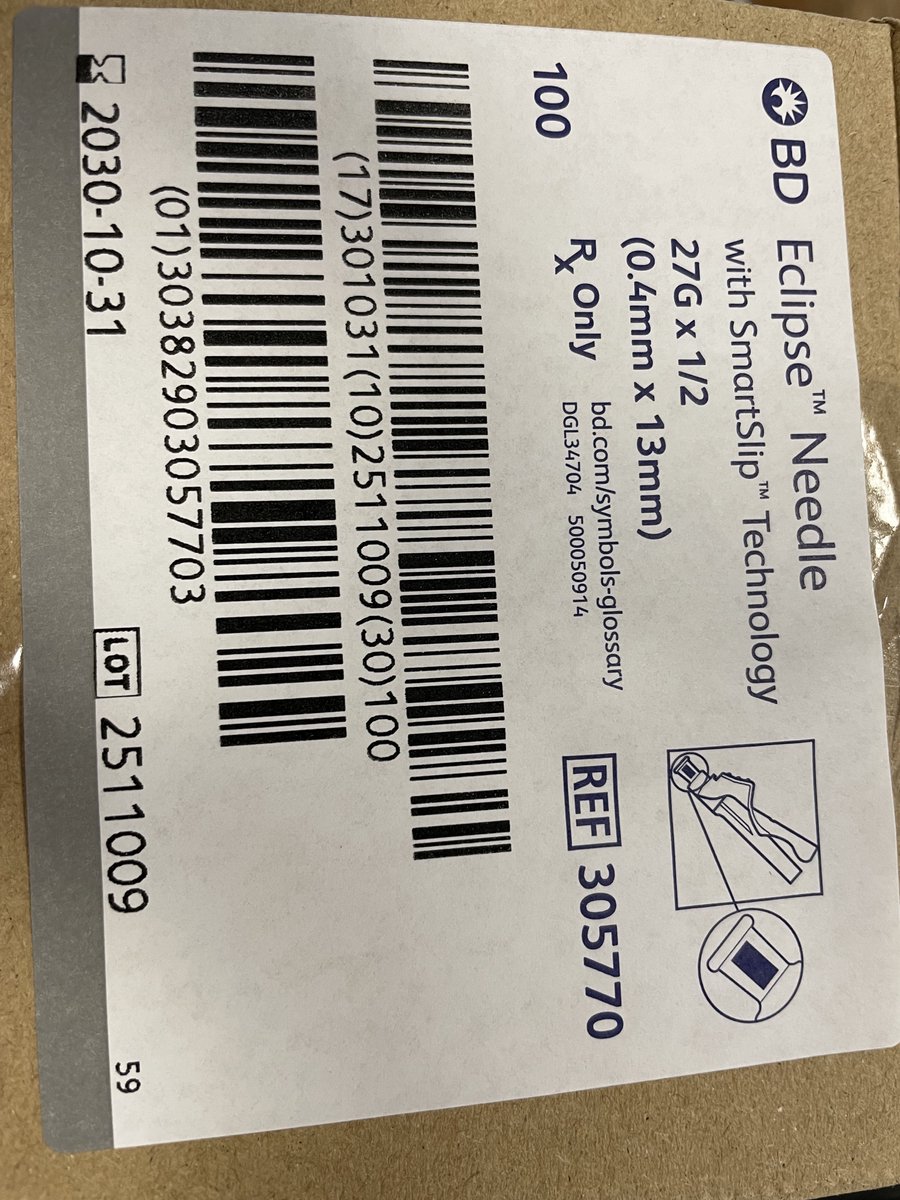 Eclipse Needle 27G x 1/2 0.4mm x 13mm 10o stuks per doos