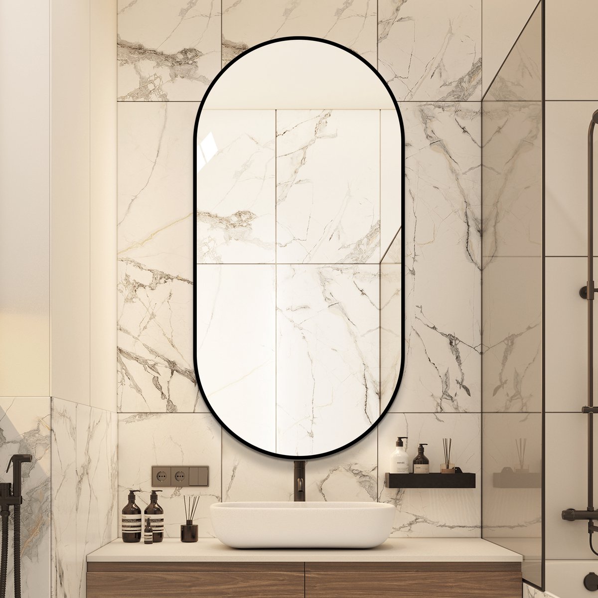 HAUSS SPOLE Wandspiegel - Boogvormig Design - 60 x 120 cm - Glas en Aluminium - Zilver - V