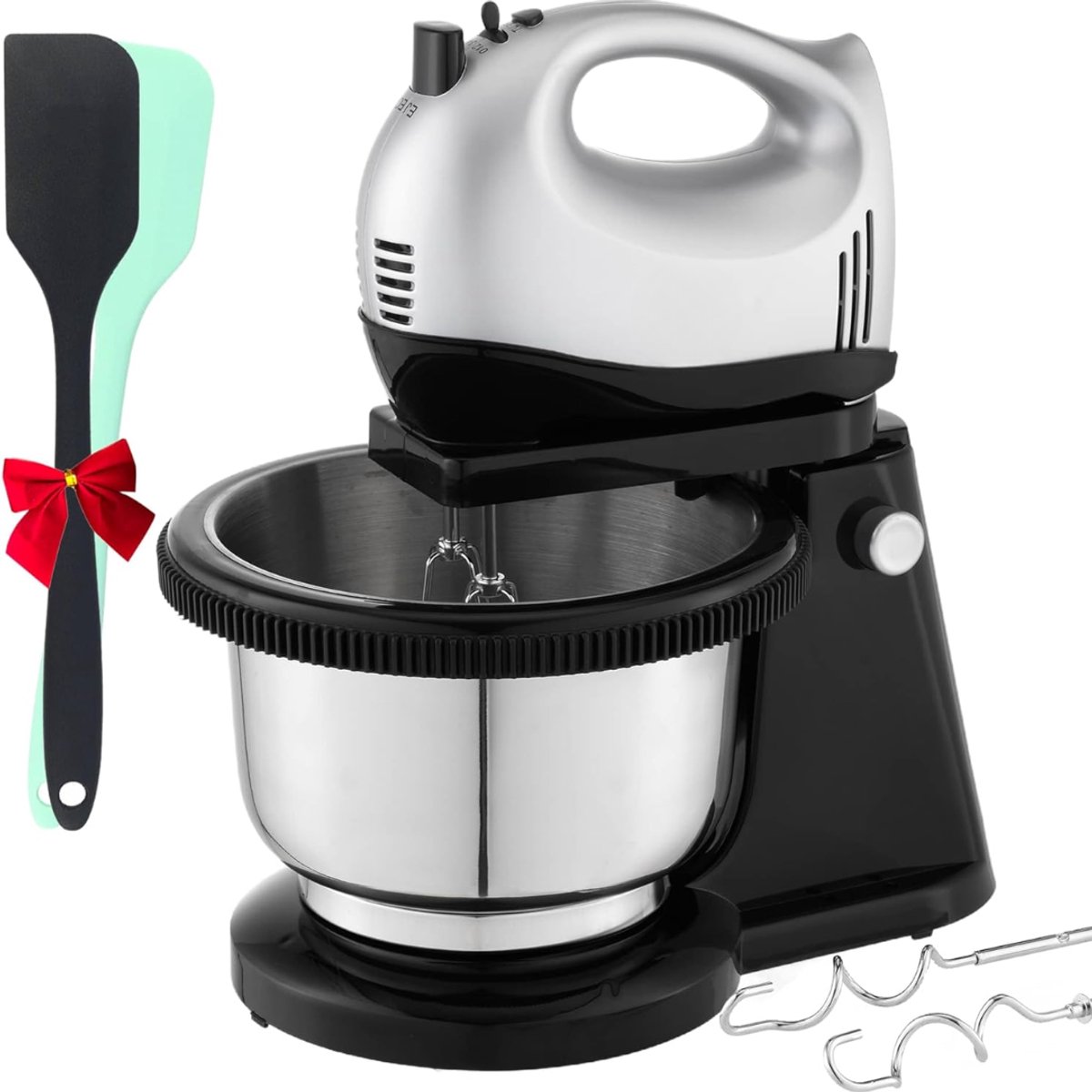 Nexvo® Mixer met mengkom - Mixer - Mixer met mengkom keukenmachine - Zwart/Zilver - 31cm x 24cm x 20cm