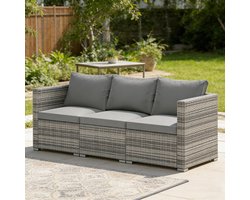 KOMFOTTEU Balkonbank met Kissen, 3-zits rotan tuinbank, terrassenmöbel 193 x 67 x 61,5 cm, Patio Gesprächs-Möbel-Set Wetterfest, buitenbank